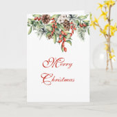 Weihnachtsblätter und Berries Faltenkarte Karte (Gelbe Blume)