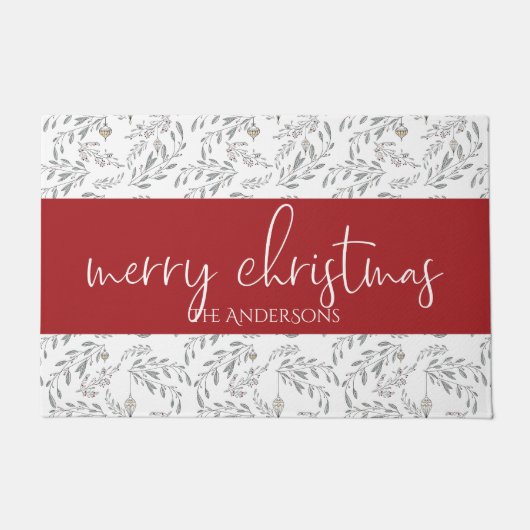 Weihnachtsblätter und Berries Fußmatte (Vorderseite)