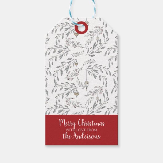 Weihnachtsblätter und Berries Geschenkanhänger (Vorderseite)