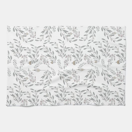 Weihnachtsblätter und Berries Geschirrtuch (Horizontal)