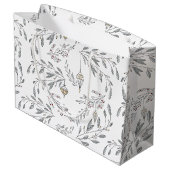 Weihnachtsblätter und Berries Große Geschenktüte (Rückseite Schrägansicht)