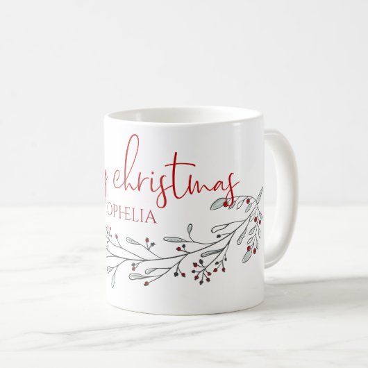 Weihnachtsblätter und Berries Kaffeetasse (VorderseiteRechts)