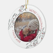 Weihnachtsblätter und Berries Keramik Ornament (Links)