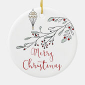 Weihnachtsblätter und Berries Keramik Ornament (Hinten)