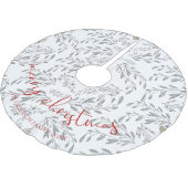 Weihnachtsblätter und Berries Polyester Weihnachtsbaumdecke (Schrägansicht)