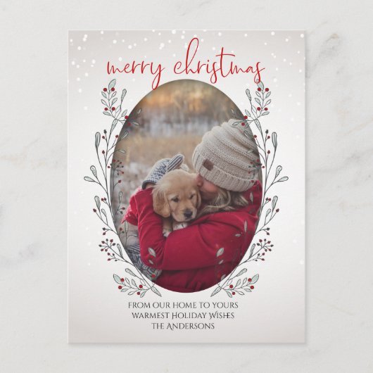 Weihnachtsblätter und Berries Postkarte (Vorderseite)