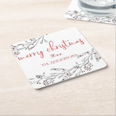 Weihnachtsblätter und Berries Rechteckiger Pappuntersetzer (angewinkelt)