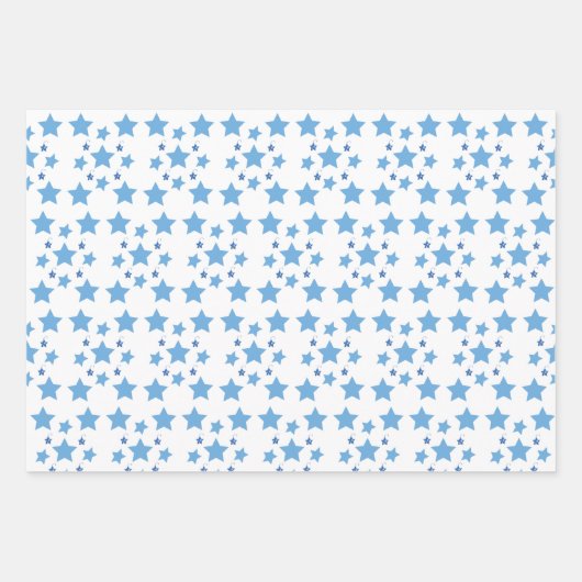 Weihnachtsblätter Wrapping Paper White Blue Stars Geschenkpapier Set (Vorderseite 2)