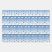 Weihnachtsblätter Wrapping Paper White Blue Stars Geschenkpapier Set (Vorderseite)