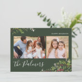 Weihnachtsblätterfamilie Unterschrift Feiertagskarte (Stehend Vorderseite)