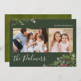 Weihnachtsblätterfamilie Unterschrift Feiertagskarte