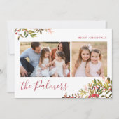 Weihnachtsblätterfamilie Unterschrift Feiertagskarte (Vorderseite)