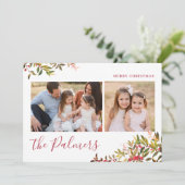 Weihnachtsblätterfamilie Unterschrift Feiertagskarte (Stehend Vorderseite)