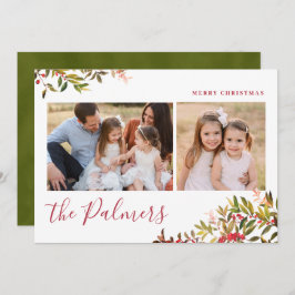 Weihnachtsblätterfamilie Unterschrift Feiertagskarte