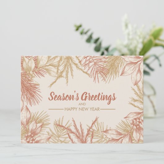 Weihnachtsblätterflat Feiertagskarte (Stehend Vorderseite)