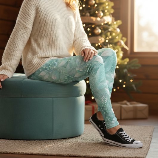 Weihnachtsblättern an der Küste - Muster #7 ID1009 Leggings