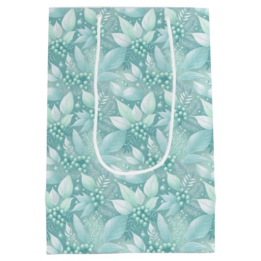 Weihnachtsblättern an der Küste - Muster #7 ID1009 Mittlere Geschenktüte (Rückseite)