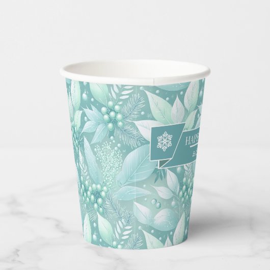 Weihnachtsblättern an der Küste - Muster #7 ID1009 Pappbecher (Rechts)