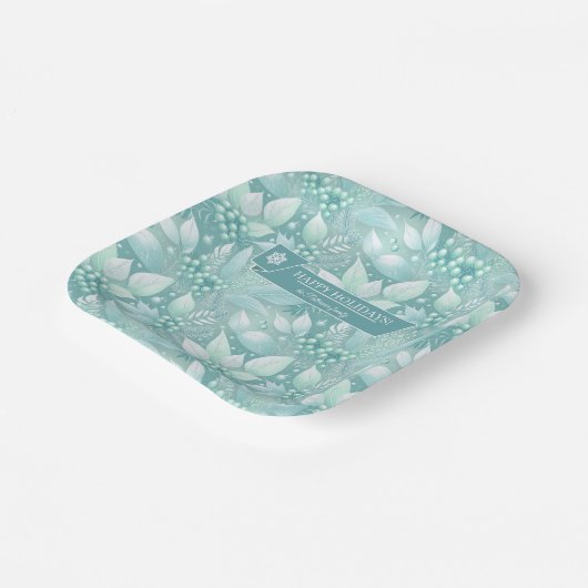 Weihnachtsblättern an der Küste - Muster #7 ID1009 Pappteller (Gewinkelt)