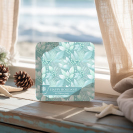 Weihnachtsblättern an der Küste - Muster #7 ID1009 Rechteckiger Pappuntersetzer