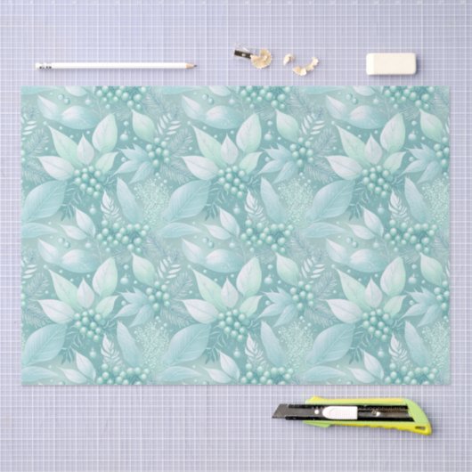 Weihnachtsblättern an der Küste - Muster #7 ID1009 Seidenpapier (Handwerk)