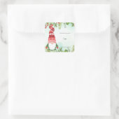 Weihnachtsblättern Berries Gnome Quadratischer Aufkleber (Tasche)