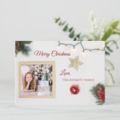 Weihnachtsblättern & Foto Feiertagskarte (Stehend Vorderseite)