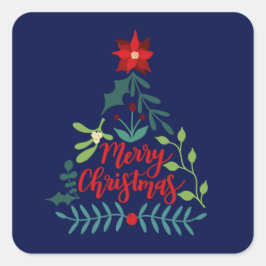 Weihnachtsblättern Verlassen Quadratischer Aufkleber