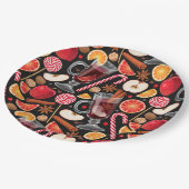 Weihnachtsblätterplatte Pappteller (Schrägansicht)