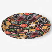 Weihnachtsblätterplatte Pappteller (Schrägansicht)