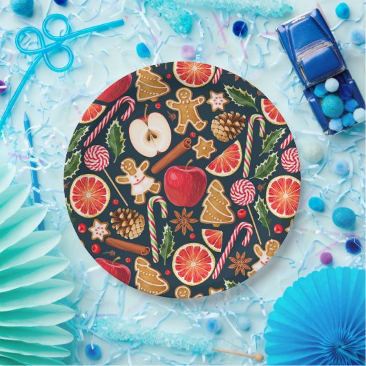 Weihnachtsblätterplatte Pappteller (Party)