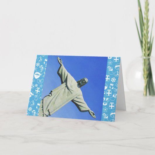 Weihnachtsblau Feiertagskarte (Vorderseite)