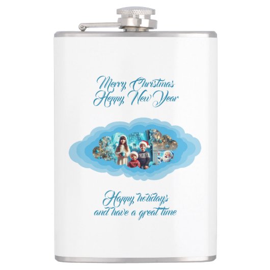 Weihnachtsblau Flachmann (Vorderseite)