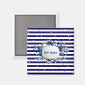 Weihnachtsblau gestreifter Magnet (Vorderseite/Rückseite)
