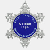 Weihnachtsblau Schneeflocken Zinn-Ornament (Vorderseite)