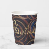 Weihnachtsblau und Gold Pappbecher (Rückseite)