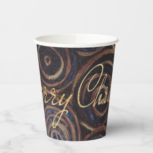 Weihnachtsblau und Gold Pappbecher (Links)