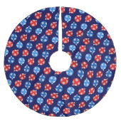 Weihnachtsblau und Rot mit Schneeflocken Polyester Weihnachtsbaumdecke (Vorderseite)