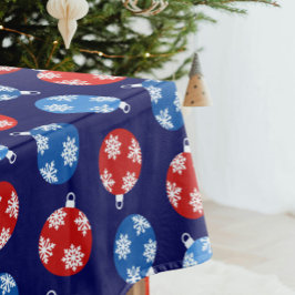Weihnachtsblau und Rot mit Schneeflocken Tischdecke