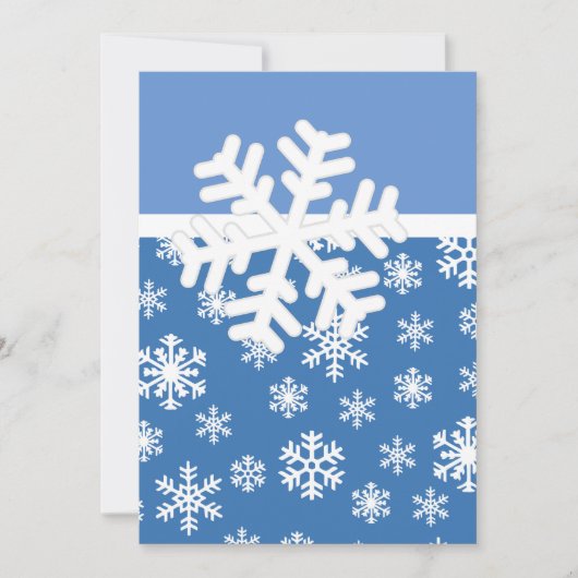 Weihnachtsblau und Weißschneeflocken Einladung (Vorderseite)
