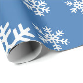 Weihnachtsblau und Weißschneeflocken Geschenkpapier (Rolleneckpunkt)