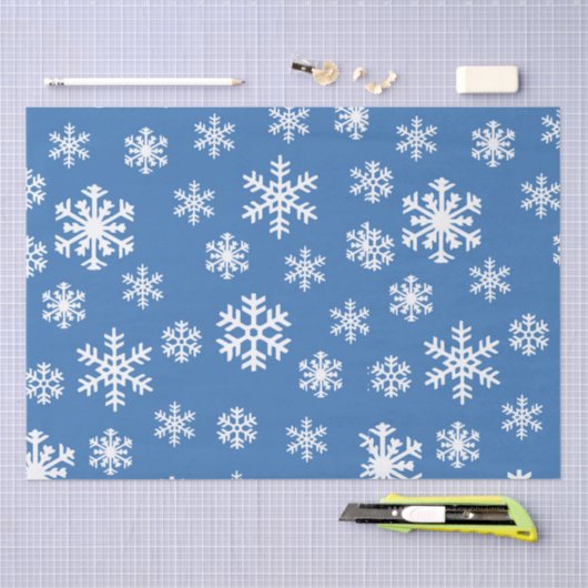 Weihnachtsblau und Weißschneeflocken Seidenpapier (Handwerk)
