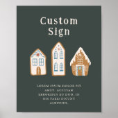 Weihnachtsblaue Lebkuchenhäuschen benutzerdefinier Poster (Vorne)