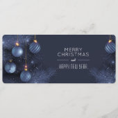 Weihnachtsblaue Ornamente Feiertagskarte (Vorderseite)
