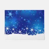 Weihnachtsblaue Winter-Schneeflocken Fußmatte (Vorderseite)