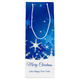 Weihnachtsblaue Winter-Schneeflocken Geschenktüte Für Weinflaschen