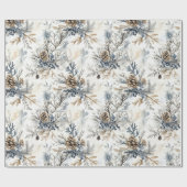 Weihnachtsblaue Zapfen Geschenkpapier (Flach)