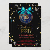 Weihnachtsblauen Zierdiamanten, Schneeflocken Einladung (Vorne/Hinten)