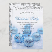 Weihnachtsblauer Balls, Stars Weihnachtsunternehme Einladung (Vorne/Hinten)