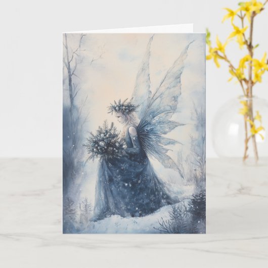 Weihnachtsblauer Fee im Wasserfarbenfeld Karte (Gelbe Blume)